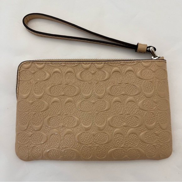 COACH Corner Zip Wristlet Clutch Signature Light Khaki - Picture 2 of 15